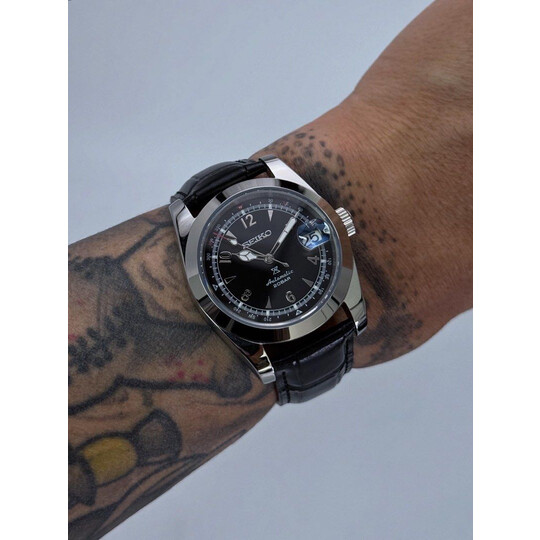 Custom Seiko Mod • Black Alpinist on Sapphire Glass Automatic • 36mm